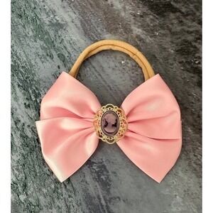 Unbranded Cameo Satin Bow Headband Kids OS Pink Excellent Vintage Accessory